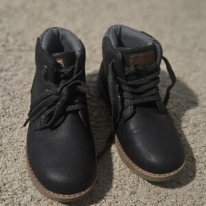 Kohl's Black Kids Lace-Up Ankle Boots with Tan Trim